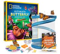 National Geographic Ultimate Butterfly Growing Kit - Butterfly Activity Kit with Voucher for 5 Live Caterpillars Butterfly Cage Butterfly Feeder