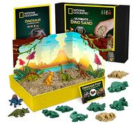 National Geographic Ultimate Dino Kinetic Sand for Kids - Satisfying Toys With 6 Awesome Moulds and Figures | STEM Dinosaur Sand for Children | Creative Toys for Girls and Boys | 2lbs