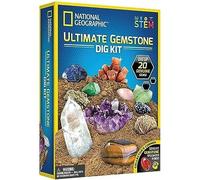 National Geographic Ultimate Gemstone Dig Kit - Fascinating Gem Excavation Kits for Kids with 20 Authentic Gemstones and Crystals | STEM Educational Science Kits Gifts for 8+ Year Old Boys and Girls