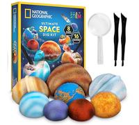 National Geographic Ultimate Space Dig Kit - 8 Planet-Shaped Bricks with 16 Real Rock & Gemstone Specimens, Shareable Excavation Kit with 2 Dig Tools, Magnifying Glass & Learning Poster, Mining Kit