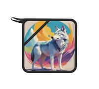National Geographic Wolf 1 PC Square Silicone Anti-scalding pad (7.1 * 7.1 inches), Insulation pad for Tea, Barbecue and Cooking,