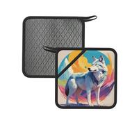 National Geographic Wolf 2PCS Square Silicone Anti-scalding pad (7.1 * 7.1 inches), Insulation pad for Tea, Barbecue and Cooking,