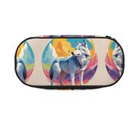 National Geographic Wolf Large capacity pencil bag, multi-layer partition stationery storage bag - unisex learning office supplies