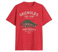 National Lampoon Griswold Family Christmas Tree Farm Vacation T-Shirt, Heather Red, Large