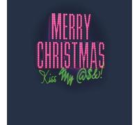 National Lampoon Merry Christmas (Kiss My @$$) Women's Christmas T-Shirt - Navy - XXL