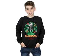 National Lampoon's Christmas Vacation Boy's Greyscale Clarkmas Sweatshirt in Black | Size: 12-13 Years National Lampoon's Christmas Vacation Black 12-13 Years