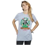 National Lampoon's Christmas Vacation Women's Greyscale Clarkmas Cotton Boyfriend T-Shirt in Grey | Size: Medium National Lampoon's Christmas Vacation Grey M