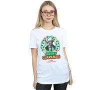 National Lampoon's Christmas Vacation Women's Greyscale Clarkmas Cotton Boyfriend T-Shirt in White | Size: 3XL National Lampoon's Christmas Vacation White 3XL