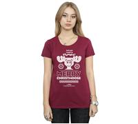 National Lampoon's Christmas Vacation Women's Merry Christmoose Cotton T-Shirt in Burgundy | Size: 2XL National Lampoon's Christmas Vacation Burgundy 2XL