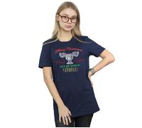 National Lampoon's Christmas Vacation Women's Moose Head Cotton Boyfriend T-Shirt in Navy | Size: Small National Lampoon's Christmas Vacation Navy S