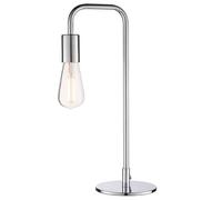 National Lighting Alan E27 Chrome Mid-Century Modern Table Lamp - 240V, IP20 Rated, Sleek Polished Steel Non Dimmable Bedside Table Lamp - LED Compatible, Inline Switch, 40W Max