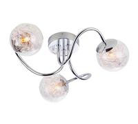National Lighting Alcott Ceiling Lighting - LED G9 Dimmable 240V, IP20 Rated Chrome Ceiling Lights - 3 Light Semi-Flush Glass Wired Bauble Design