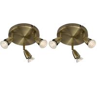 National Lighting Amalfi 3 Way Decorative Antique Brass GU10 LED Compatible Round Adjustable Ceiling Spotlight (Pack of 2)