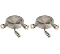 National Lighting Amalfi 3 Way Decorative Satin Silver GU10 LED Compatible Round Adjustable Ceiling Spotlight (Pack of 2)