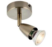 National Lighting Amalfi Single Decorative Antique Brass Finish GU10 LED Compatible Adjustable Ceiling Wall Spotlight