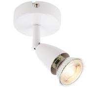 National Lighting Amalfi Single Decorative Gloss White Finish GU10 LED Compatible Adjustable Ceiling Wall Spotlight