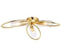 National Lighting Amari Semi Flush Ceiling Light - Brass Plate & Clear Glass Ceiling Light, Modern 3 Way IP20 E14 Fitting for LED Bulbs - Dimmable Lamp for Living Room, Bedroom & Hallway