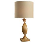 National Lighting Anderson B22 Table Lamp - Oak Effect 685mm, Natural Linen Shade, Lampholder Switch, Poly Resin Twisted Frame Living Room Table Lamp - E27 LED Compatible, IP20 Indoor Lighting, 240V
