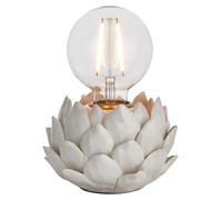 National Lighting Artichoke 10W LED E27 Table Lamp - Ceramic Table Light with Petal Base and Oatmeal Crackle Glaze - Stylish Ceramic Table Lamp for Bedroom & Living Room Home Décor