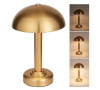 National Lighting Badsey Brass Rechargeable USB-C Table Lamp 180mm x 277mm - Elegant Small Table Lamp with 3-Step Touch Dimmer - Warm White Glow, 55-Hour Battery Life for Bedroom, Dining, Living Room