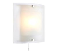 National Lighting Blaire Modern Clear & Frosted Glass Curved E14 LED Compatible Wall Light with Pull Cord Switch