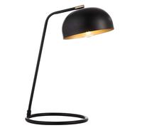 National Lighting Boden Table Lamp 471mm - Modern Industrial Matt Black Desk Light with Antique Brass Inner Finish - E14 Fitting 7W LED Compatible Meta Desk Lamp for Home, Office, or Bedside Table