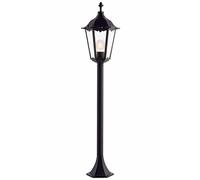 National Lighting Bowie Outdoor Bollard Light 60W E27 - Matt Black Die Cast Aluminium with Clear Glass Panels - Classic & Decorative Post Lights for Gardens, Pathways, Driveways - IP44 Rated