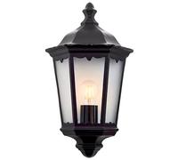 National Lighting Bowie Traditional Outdoor Lantern 60W E27 IP44 - Matt Black Die Cast Aluminium with Clear Glass Panels - Vintage Post Light Fixture for Garden Pathway Driveway - No Lamp Included