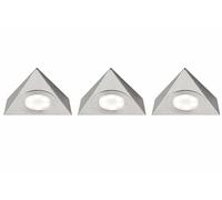 National Lighting Colour Changing (CCT) 2.5W LED Under Cabinet Light - Triangle Design LED Kitchen/Under Cabinet Light in a 200LM | Chrome Brushed [3000K Warm White or 4000K Cool White] 3 Pack