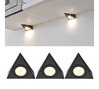 National Lighting Colour Changing (CCT) 2.5W LED Under Cabinet Light - Triangle Design LED Kitchen/Under Cabinet Light in a 200LM | Matt Black [3000K Warm White or 4000K Cool White] 3 Pack