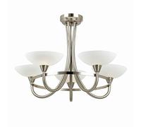 National Lighting Colton Decorative Contemporary Brushed Chrome G9 LED Compatible Ceiling Light with 5 White Painted Glass Shades