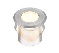 National Lighting Cove Round LED Outdoor Garden Walkway Decking Ground Marine Grade Stainless Steel Light Warm White 3000K Uplighter IP67 Rated - Ideal for Coastal Areas