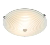 National Lighting Decker Decorative Elegant Round Frosted & Clear Patterned Glass Swirl Design Domed Flush Ceiling Light