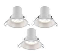 National Lighting Fire Rated Downlight, Cool White Dimmable Spotlight, IP65 Rated for Bathroom, Shower, Kitchen, Living Room, 5.5W Led Anti-Glare 500LM 3000K - Pack of 3