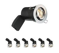 National Lighting Fir Downlights, Chrome Adjustable Ceiling Lights, GU10 Halogen or LED, Dimmable Recessed Spotlights IP20 Rated - Pack of 6