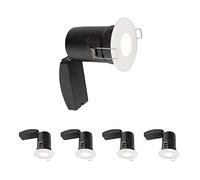 National Lighting Fir Downlights, Matt White Bathroom/Shower Ceiling Lights, GU10 Halogen or LED, Dimmable Recessed Spotlights IP65 Rated - Pack of 4