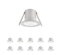 National Lighting Fir Downlights, Matt White Slimline Bathroom/Shower IP65 Ceiling Lights, LED Cool White 4000K, 8.5W 820 Lumens, 60 Degree Beam Angle, Long-Life 25,000 Hours - Pack of 10