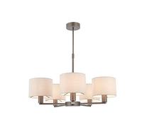 National Lighting Gareth Modern Dark Antique Bronze Multi Arm 5 Way Pendant Ceiling Light with Marble Colour Fabric Shades