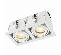 National Lighting Garrix Matt White Twin Adjustable Tilt GU10 LED Mains Voltage Robust Recessed Indoor Ceiling Boxed Downlight