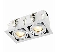 National Lighting Garrix Silver Twin Adjustable Tilt GU10 LED Mains Voltage Robust Recessed Indoor Ceiling Boxed Downlight