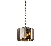 National Lighting George Vintage Chandelier Ceiling Lamp Pendant Light Indoor 4 Lights in Dark Slate Grey & Smoked Cut Glass 350mm