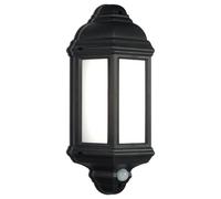 National Lighting HALBURY LED Outdoor 7W Outdoor Garden LED Black Half Wall Lantern PIR Motion Sensor Presence Detector IP44 Rated