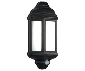 National Lighting HALBURY LED Outdoor 7W Outdoor Garden LED Black Half Wall Lantern PIR Motion Sensor Presence Detector IP44 Rated