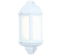 National Lighting HALBURY LED Outdoor 7W Outdoor Garden LED White Half Wall Lantern PIR Motion Sensor Presence Detector IP44 Rated