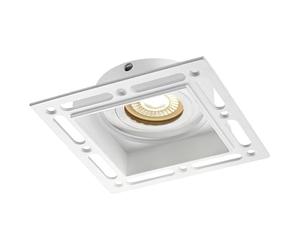 National Lighting Horizon Matt White Square Trimless Plaster in GU10 LED Anti Glare Low Profile Die Cast Tilt Rotate Ceiling Downlight Spotlight