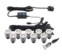 National Lighting IKON PRO Pack of 10 Colour Changing (CCT) Warm & Cool White LED 25mm Round Stainless Steel Outdoor Garden Decking Pathway Kitchen Plinth Lights Kit - IP67