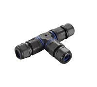 National Lighting IP68 Connector | Tee | Submersible for 1 hour | Black Nylon Waterproof Outdoor Cable Connector IP68 Junction Box External Inline