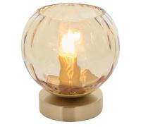 National Lighting Izar E14 Table Lamp - Brushed Brass Plate Base - Champagne Lustre Dimple Glass Shade - Modern Classic Design Desk Lamp with Inline Switch - LED Compatible, 240V, IP20 Rated, 25W Max
