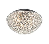 National Lighting Jake Decorative Chrome Flush Bathroom G9 LED Compatible Ceiling Light with Clear Crystal Glass Bead Detail IP44 Rated