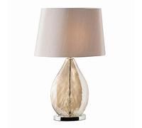 National Lighting Jenna Modern Decorative Gold Effect Finish Glass Reading Desk Table Lamp with Mink Coloured Fabric Shade